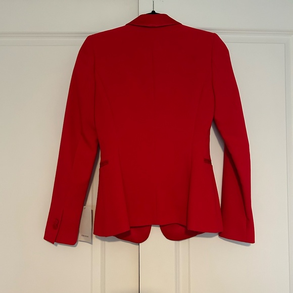 ZARA Red Tuxedo Suit Set | Satin Trim Blazer XS + Pants S - Picture 2 of 10